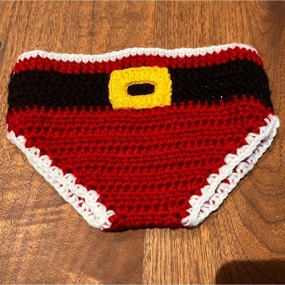Baby Christmas Santa Diaper Cover Hand Crochet Photo Prop 0-6months So ‘Dorable - Picture 1 of 5